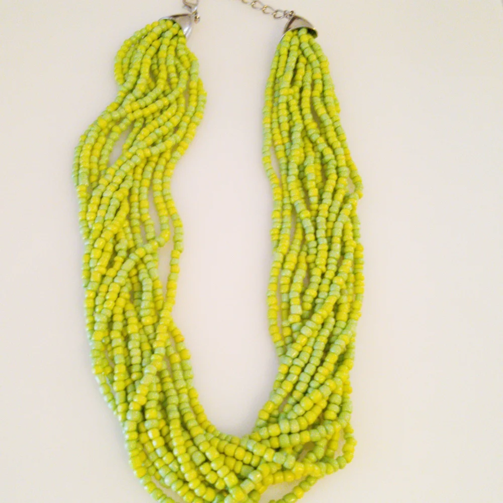 Vibrant Green and Blue Multi-Strand Necklace